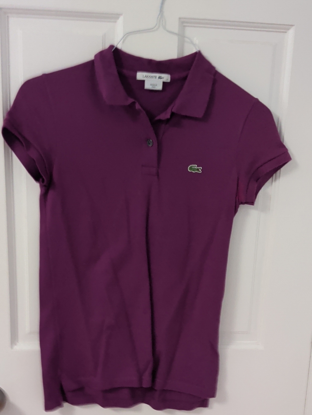 Lacoste Deep Purple Women's Polo with Green Croc